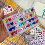 Plastic Rhinestone Self-Adhesive Stickers, Waterproof Bling Faceted Heart Crystal Decals for Party Decorative Presents, Kid's Art Craft, Colorful, 75x150mm(WG27965-08)