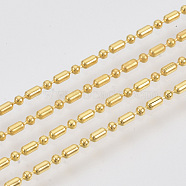Brass Ball Chains, Ball-Bar Style, Round and Oval, Long-Lasting Plated, Soldered, with Spool, Cadmium Free & Nickel Free & Lead Free, Golden, 2.5x1.5mm and 1.5mm, about 32.8 Feet(10m)/roll(X-CHC-S008-009D-G)