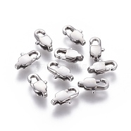 304 Stainless Steel Lobster Claw Clasps, Stainless Steel Color, 11x5.5x3mm, Hole: 1mm(STAS-G201-06A-P)