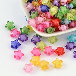 Transparent Acrylic Beads, Bead in Bead, Star(Round Bead Inside), Mixed Color, 12x11x8mm, Hole: 2mm, about 1200pcs/500g(TACR-S091-12mm-M)