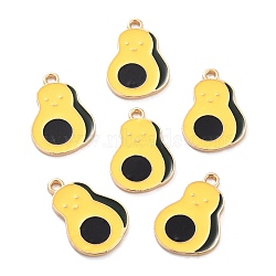 Zinc Alloy Pendants, with Enamel, Gourd, Yellow, 25x17x2mm, Hole: 2mm(ENAM-C003-12)