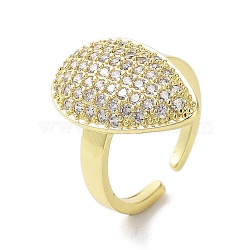 Brass with Cubic Zirconia Open Cuff Rings for Women, Real 18K Gold Plated, 7~27mm, Inner Diameter: 22.5mm(RJEW-A035-11G)