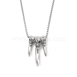 Zinc Alloy Pendant Necklaces,  201 Stainless Steel Chains Necklaces, Skull, 23.35 inch(59.3cm), pendant: 38x23.5mm(NJEW-M211-14E-ASP)