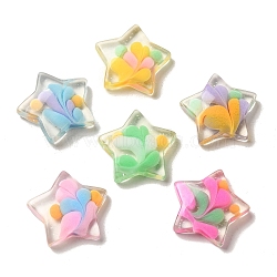 Transparent Resin Decoden Cabochons, with Glitter Powder, Mixed Color, Star, 25.5x25.5x6mm(RESI-D008-05C)