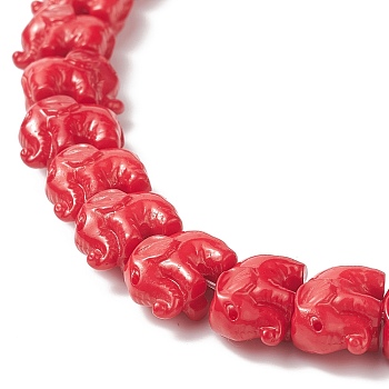 Synthetic Coral Beads Strands, Dyed, Elephant, Dark Red, 11.5x9x7mm, Hole: 1mm, about 25pcs/strand, 9 inch