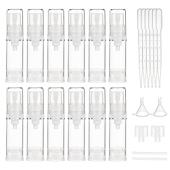 Plastic Vacuum Spray bottle, Refillable Bottles, with Plastic Funnel Hopper & Dropper & Pump, Clear, 7.5cm, Capacity: 5ml