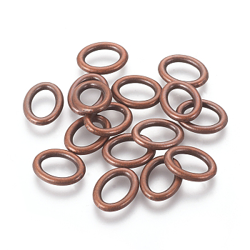 Tibetan Style Linking Rings, Oval Ring, Cadmium Free & Nickel Free & Lead Free, Red Copper, 16x12.5x2.5mm, Hole: 11mm