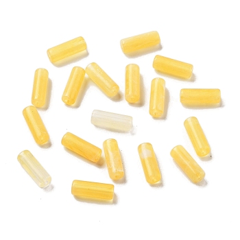 Opaque Acrylic Beads, Two Tone, Column, Gold, 13.5x4.7mm, Hole: 1.4mm