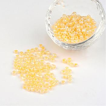 DIY Craft Beads 6/0 Ceylon Round Glass Seed Beads, Champagne Yellow, Size: about 4mm in diameter, hole:1.5mm, about 495pcs/50g