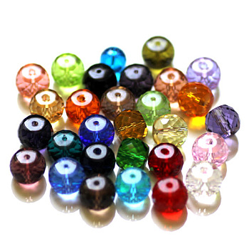 Imitation Austrian Crystal Beads, Grade AAA, Faceted, Drum, Mixed Color, 8x6.5mm, Hole: 0.7~0.9mm