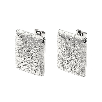 304 Stainless Steel Stud Earring Findings, with Loop, Rectangle, 25x17mm, Hole: 2.5mm, Pin: 10.5x0.5mm