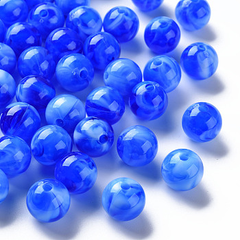 Acrylic Beads, Imitation Gemstone, Round, Blue, 12mm, Hole: 2mm, about 560pcs/500g