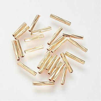 Brass Tube Beads, Nickel Free, Real 18K Gold Plated, 8.5x1.5mm, Hole: 1mm