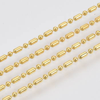 Brass Ball Chains, Ball-Bar Style, Round and Oval, Long-Lasting Plated, Soldered, with Spool, Cadmium Free & Nickel Free & Lead Free, Golden, 2.5x1.5mm and 1.5mm, about 32.8 Feet(10m)/roll
