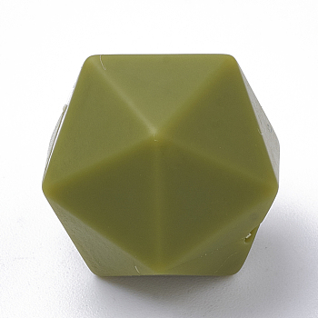 Food Grade Eco-Friendly Silicone Focal Beads, Chewing Beads For Teethers, DIY Nursing Necklaces Making, Icosahedron, Olive Drab, 16.5x16.5x16.5mm, Hole: 2mm