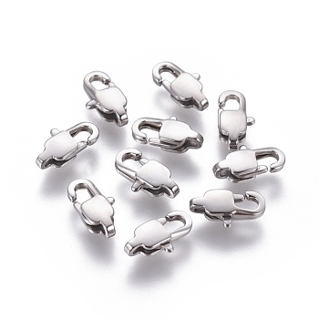 304 Stainless Steel Lobster Claw Clasps, Stainless Steel Color, 11x5.5x3mm, Hole: 1mm