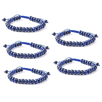 Adjustable Natural Lapis Lazuli Braided Bead Bracelets, with Nylon Cord, 2 inch~2-1/2 inch(5.2~6.6cm)