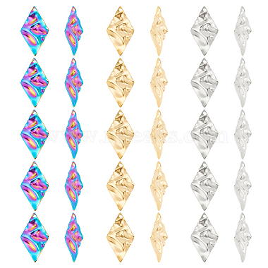 Mixed Color Rhombus 304 Stainless Steel Pendants