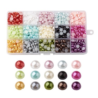 8mm Mixed Color Half Round Acrylic Cabochons