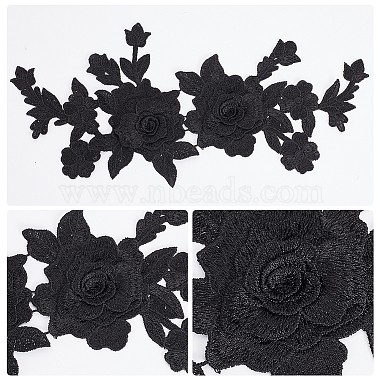 аксессуары для цветочного орнамента с вышивкой из полиэстера(PATC-WH0006-08)-3