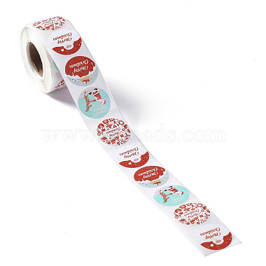 4 Patterns Christmas Round Dot Self Adhesive Paper Stickers Roll(X-DIY-A042-03A)-3