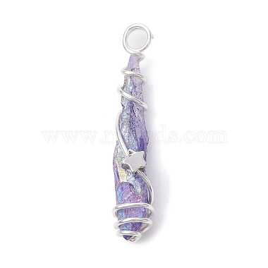 Electroplated Natural Quartz Crystal Dyed Copper Wire Wrapped Pendants(PALLOY-JF02327-02)-2