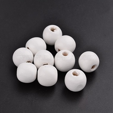 16mm White Round Wood Beads