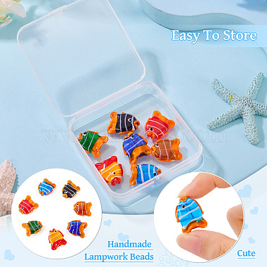 7 個 7 色の手作りのランプワーク ビーズ(LAMP-TA0002-28)-5