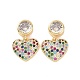 Colorful Cubic Zirconia Heart Dangle Earrings(EJEW-P224-02G)-1