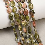 Natural Unakite Beads Strands, Faceted, Flat Oval, 8x6x3mm, Hole: 0.7~0.8mm, about 46~47pcs/strand, 14.96~15.16''(38~38.5cm)(G-H349-A01-04)