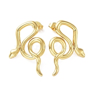 304 Stainless Steel Stud Earring, Garden Reptile Serpentine Snake Earring for Women, Real 18K Gold Plated, 30x20mm(EJEW-M231-02C-G)