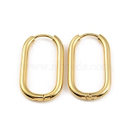 Ion Plating(IP) 304 Stainless Steel Oval Hoop Earrings, Real 18K Gold Plated, 26.5x16x2.5mm, Pin: 1mm(EJEW-M218-02B-G)