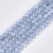 Natural Aquamarine Beads Strands, Faceted, Flat Round, 6~6.5x3.5mm, Hole: 0.8mm, about 59~60pcs/strand, 14.9 inch~15.1 inch(G-S354-27)