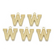 Alloy Pendants, Cadmium Free & Nickel Free & Lead Free, Initial Letter, Real 18K Gold Plated, 21x21x2mm, Hole: 2mm(PALLOY-N157-002W-NR)