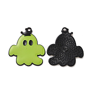 Halloween Theme Rack Plating Alloy Enamel Pendants, Ghost Charms, Electrophoresis Black, 31.5x28.5x2mm, Hole: 2mm(PALLOY-O109-45EB)