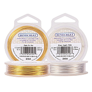 Round Copper Wire for Jewelry Making, Gold & Silver, Mixed Color, 20 Gauge, 0.8mm, about 32.8 Feet(10m)/roll 1pc/color, 2pcs/set(CWIR-BC0002-01)