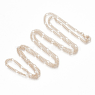 Brass Coated Iron Figaro Chain Necklace Making, with Lobster Claw Clasps, Rose Gold, 32 inch(81.5cm)(MAK-T006-03RG)