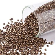 TOHO Round Seed Beads, Japanese Seed Beads, (618) Opaque Frosted Pastel Mudbrick, 15/0, 1.5mm, Hole: 0.7mm, about 3000pcs/bottle, 10g/bottle(SEED-JPTR15-0618)