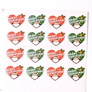 Heart with Santa Claus Pattern DIY Label Paster Picture Stickers for Christmas, Colorful, 30x35mm, about 16pcs/sheet(AJEW-L053-07)