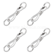 5 Sets Rhodium Plated 925 Sterling Silver S-Hook Clasps, with Jump Rings, Platinum, 13.5x5x2.5mm, Hole: 3mm and 5x3mm(STER-BBC0001-43)