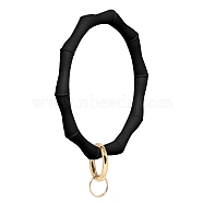 Silicone Bangle Keychian, with Alloy Spring Gate Ring, Golden, Black, 9.5cm(MOBA-PW0001-32D)