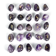 Natural Amethyst Rune Stones, Tumbled Stone, for Chakras Balancing, Crystal Therapy, Meditation Divination, Nuggets, 15~20mm(PW-WGED742-05)