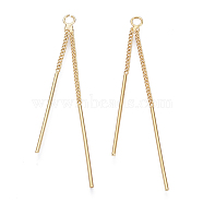 Brass Chain Tassel Big Pendants, Nickel Free, Bar, Golden, 53x4x1mm, Hole: 2mm, Bar: 26.5mm long, 1mm in diameter.(KK-N231-67-NF)