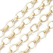 Unwelded Iron Box Chains, Cable Chains, with Spool, Light Gold, 13.4x10.3x1.6mm and 11.6x6.3~6.6x3mm, about 32.8 Feet(10m)/roll(CH-S125-16A-05)