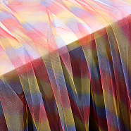 Rainbow Color Polyester Mesh Fabric, Clothing Accessories, Colorful, 111x150cm(DIY-WH0496-43B)