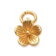 925 Sterling Silver 5-Petal Flower Charms, with Jump Rings and 925 Stamp, Golden, 11.5x7.5x2.5mm, Hole: 2.5mm(STER-U009-01G-01)