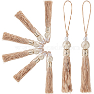 8Pcs Polyester Tassel Pendant Decorations, with CCB Plastic Beads, PeachPuff, 22.7~23.6cm(HJEW-GF0001-23B)