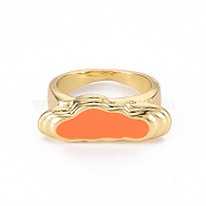 Alloy Enamel Wide Band Rings, Cadmium Free & Lead Free, Light Gold, Cloud, Coral, US Size 7 1/2(17.7mm)(RJEW-N034-003B-RS)