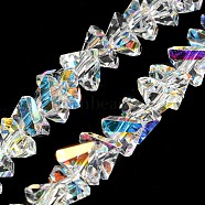 Electroplate Transparent Glass Beads Strands, AB Color Plated, Faceted Triangle, Clear, 4.5x4.5x5.5mm, Hole: 1.2mm, about 88~89pcs/strand, 10.83''~11.02''(27.5~28cm)(EGLA-P052-02A-AB01)