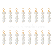 16Pcs Natural Cultured Freshwater Pearl Copper Wire Pendants, Potato Charms, Light Gold, 2.6cm, Hole: 3mm(PALLOY-FH00010)